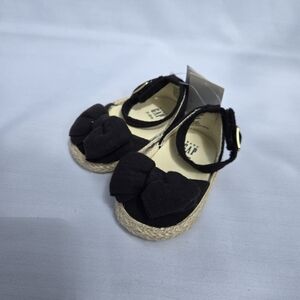 New Baby Gap Black Bow Espadrilles Sandals 3- 6 Months